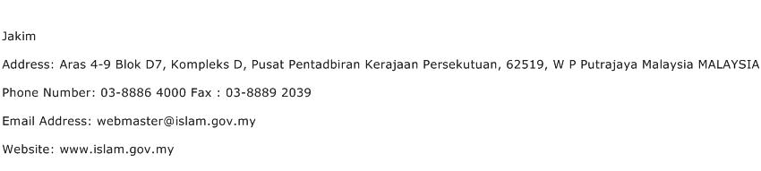 Jakim Address Contact Number