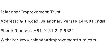 Jalandhar Improvement Trust Address Contact Number