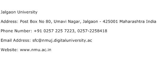 Jalgaon University Address Contact Number