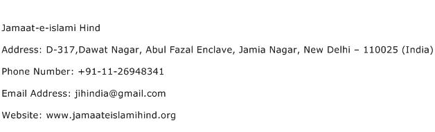 Jamaat e islami Hind Address Contact Number