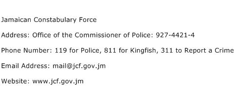 Jamaican Constabulary Force Address Contact Number