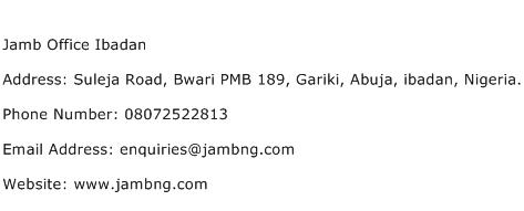 Jamb Office Ibadan Address Contact Number