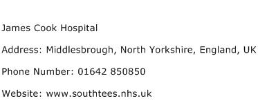 James Cook Hospital Address Contact Number