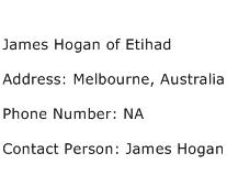 James Hogan of Etihad Address Contact Number