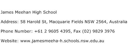 James Meehan High School Address Contact Number