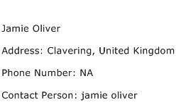 Jamie Oliver Address Contact Number