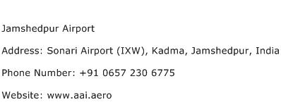 Jamshedpur Airport Address Contact Number