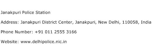 Janakpuri Police Station Address Contact Number