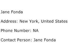 Jane Fonda Address Contact Number