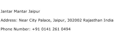 Jantar Mantar Jaipur Address Contact Number