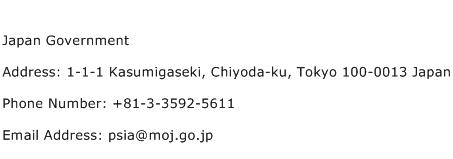 Japan Government Address Contact Number