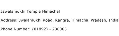 Jawalamukhi Temple Himachal Address Contact Number