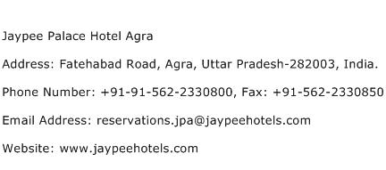 Jaypee Palace Hotel Agra Address Contact Number