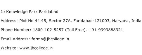 Jb Knowledge Park Faridabad Address Contact Number