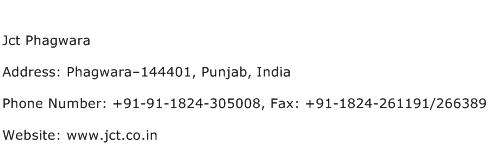 Jct Phagwara Address Contact Number