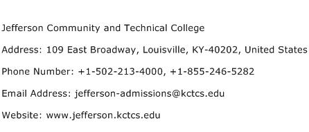 Jefferson Community and Technical College Address Contact Number