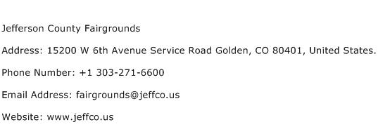 Jefferson County Fairgrounds Address Contact Number