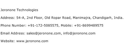 Jeronone Technologies Address Contact Number