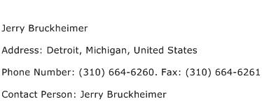 Jerry Bruckheimer Address Contact Number