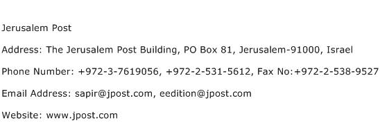 Jerusalem Post Address Contact Number