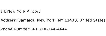 Jfk New York Airport Address Contact Number