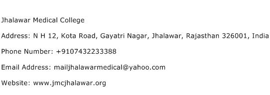 Jhalawar Medical College Address Contact Number