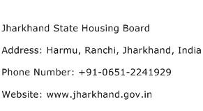 Jharkhand State Housing Board Address Contact Number