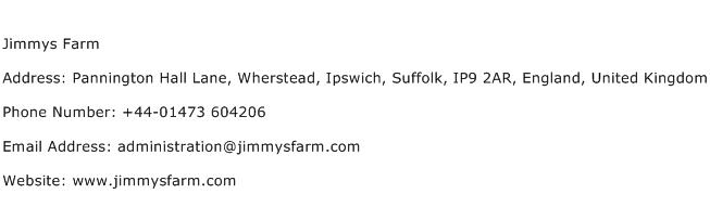 Jimmys Farm Address Contact Number