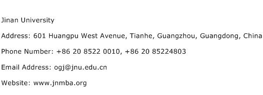 Jinan University Address Contact Number