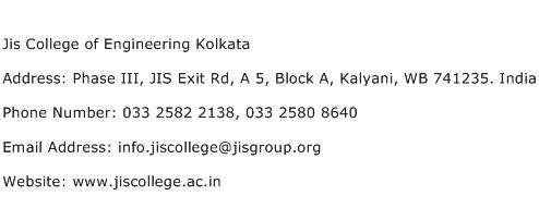 Jis College of Engineering Kolkata Address Contact Number