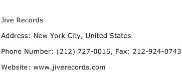 Jive Records Address Contact Number