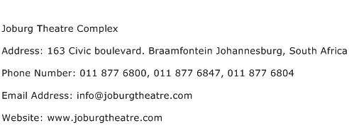 Joburg Theatre Complex Address Contact Number