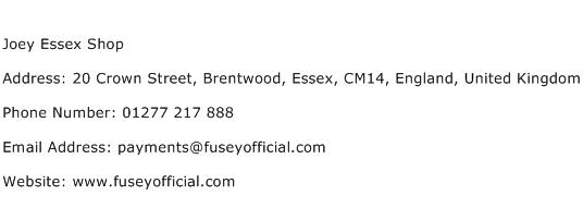 Joey Essex Shop Address Contact Number