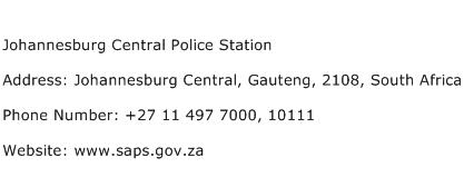 Johannesburg Central Police Station Address Contact Number