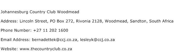 Johannesburg Country Club Woodmead Address Contact Number