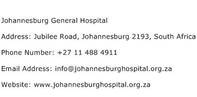Johannesburg General Hospital Address Contact Number