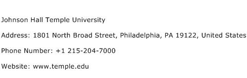 Johnson Hall Temple University Address Contact Number