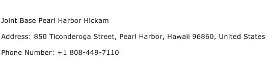 Joint Base Pearl Harbor Hickam Address Contact Number