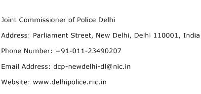 Joint Commissioner of Police Delhi Address Contact Number