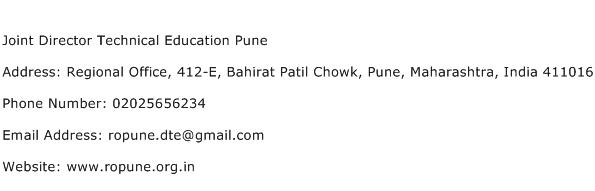 Joint Director Technical Education Pune Address Contact Number