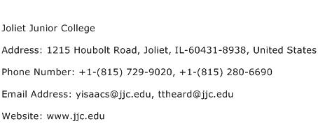 Joliet Junior College Address Contact Number