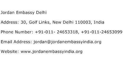Jordan Embassy Delhi Address Contact Number