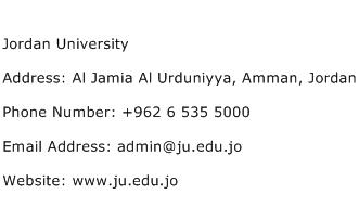 Jordan University Address Contact Number