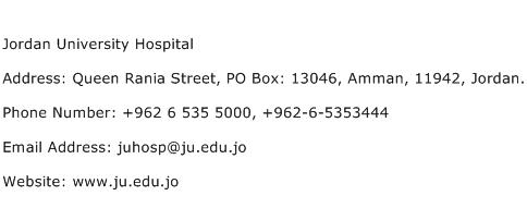Jordan University Hospital Address Contact Number