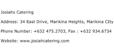 Josiahs Catering Address Contact Number
