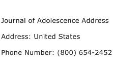 Journal of Adolescence Address Address Contact Number
