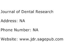 Journal of Dental Research Address Contact Number