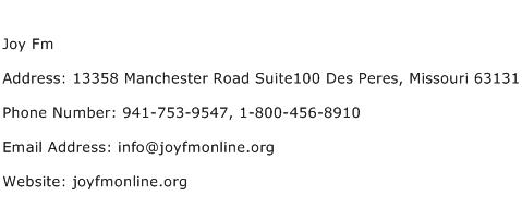 Joy Fm Address Contact Number