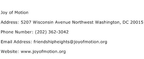 Joy of Motion Address Contact Number