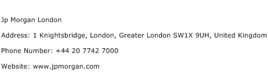 Jp Morgan London Address Contact Number